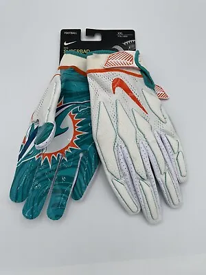 Nike Superbad Miami Dolphins Football Gloves White/Res Size XXL NWT PGF707 • $59.99