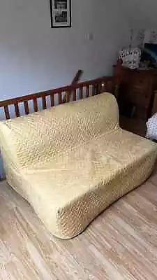 IKEA LYCKSELE 2 Seater Sofa/ Sofa Bed With Yellow Cover Metal Frame • £70