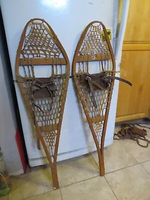 Vintage Wooden Snowshoes Size   42 `` Long By  12` Wide  Nice  Mfg Faber  (3756 • $54.99