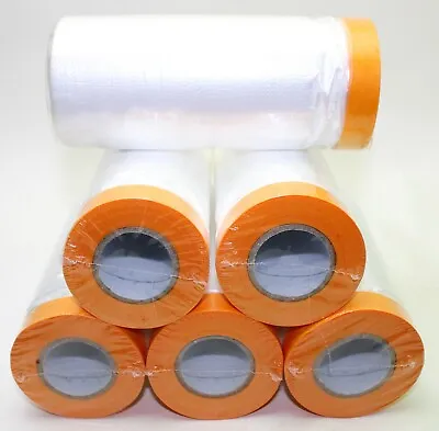 2/4/6Rolls 20m Pre-Taped Masking Film Masking Tape Roll For House Painting Cover • £7.99