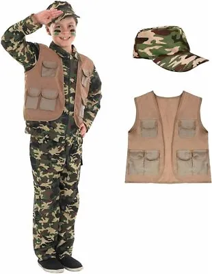 Boys Army Costume S - XL Kids Children Soldier Military Uniform Halloween • $22.95