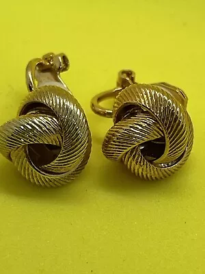 Vintage Gold Knot Clip On Earrings • $5.99