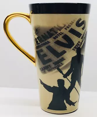 Elvis By Vandor Travel Mug. Black And White Gold Handle And Signature 6  Tall • $9.95