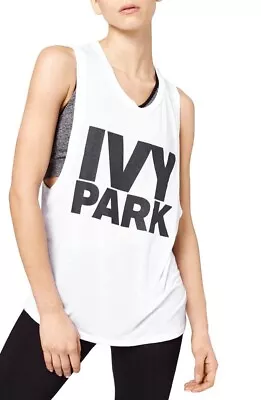 $10 • Buy Ivy Park White Tank With Black Logo Jersey Top Size XS