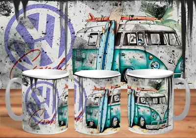 Volkswagen Kombi Surfer Bus Art  Dirty Oil Version Coffee Mug Birthday Gift • $22.99