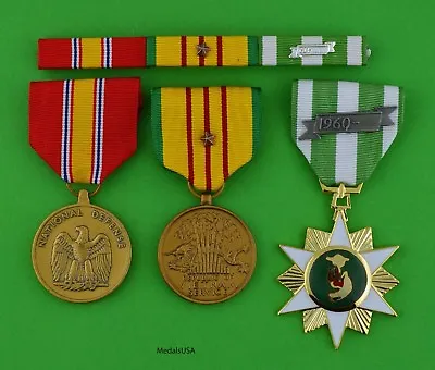 Vietnam Campaign Service National Defense Medals Ribbon Bar 1 Campaign Star T2 • $56.98