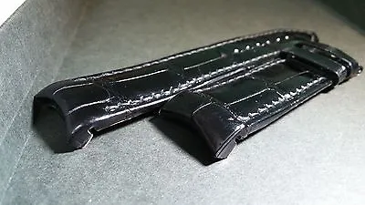 Genuine Montblanc Villeret 1858 SHINY Black Alligator 22/20mm Padded Curved • $215