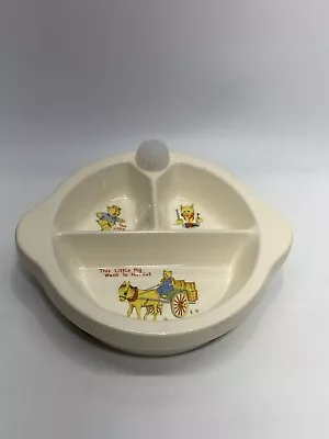 Vintage Excello Ceramic Thermo Plate Child's Food Warming Dish Three Little Pigs • £22.58