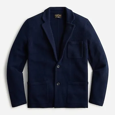 $328 NWT J. Crew Navy Blue L Men's CASHMERE Cardigan Blazer W/patch Pockets • $199.99