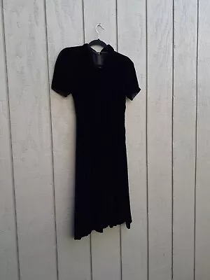 Antique Black Velvet Handmade Midi Dress True Vintage XS Witchy Bohemian Gothic  • $29