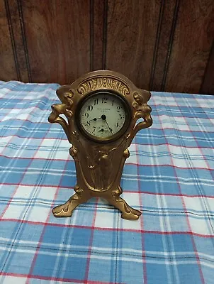 Vintage Ornate New Haven  Cast Metal Clock  Art Deco 7   Tall  Parts Repair • $35