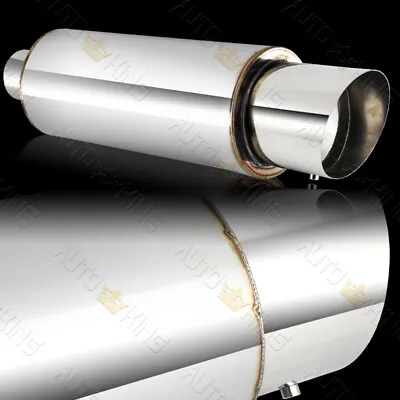 Jdm 4  N1 Slant Tip T-304 Stainless Racing Exhaust Muffler W/silencer 2.5 Inlet • $34.24