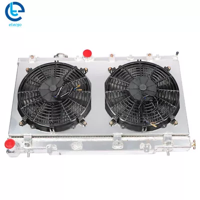 2-Row Aluminum Core Racing Radiator+12v Fan Shroud For 2002-07 Impreza WRX STI • $142.73