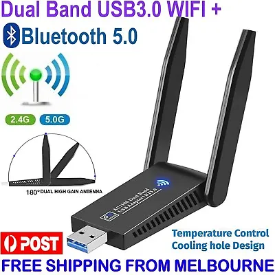AC1300 USB 3.0 WiFi Wireless Adapter 1300M 802.11ac 5GHz Dual Band + Bluetooth 5 • $19.74