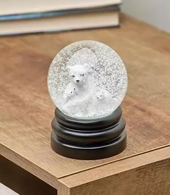 Musical Light-up Polar Bear Mama And Cubs Snow Globe Glass Resin • $53.95