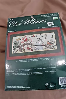 #38 Elsa Williams Counted Cross Stitch Kit BIRD SEASONS 20 X8” Cardinals #02168 • $34.99