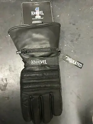 Evel Knievel Cycles Gauntlet Motorcycle Gloves W/rain Cover M Leather Rare Disc. • $49.99