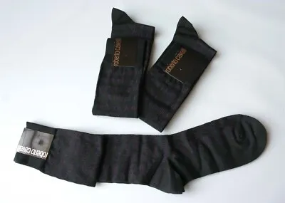 Roberto Cavalli Men Black & Purple Socks Size M L XL Gift 4 Him 3 Pairs Box Set • $21.79