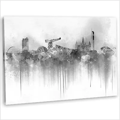 £29.99 • Buy Glasgow Skyline Canvas Print Abstract Watercolour Framed Wall Art Picture B&W