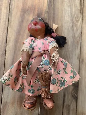 Antique Doll Vintage Mexican Hand Made 1940’s Folk Art Nice   Hand Painted Face • $30