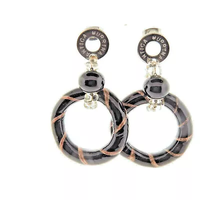 Antica Murrina Earrings Murano Glass Circle Hoop Dangle 1.5  • $47.83