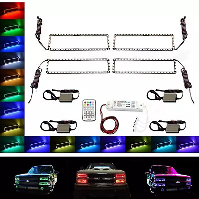 88-98 Chevy GMC Truck Multi-Color Changing LED Shift RGB Headlight Halo Ring Set • $179.95