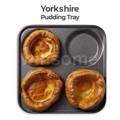 £10.99 • Buy Yorkshire Baking Tray 4 Cup Pudding Non-Stick Cupcake Bakeware Oven Roasting Tin