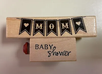 Wood Mounted Stamps: Hero Arts  Mom Banner  C5912 Memory Box  Baby Shower  B1767 • $12