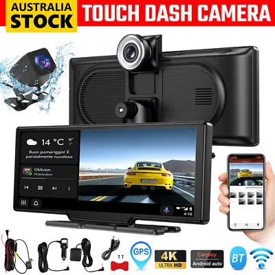 $149.95 • Buy 10.26  Touch Dash Camera Wireless CarPlay Android Auto GPS 4K UHD Car Recorder