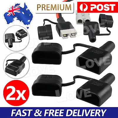 2x Waterproof 50A Anderson Plug Dust Cable Sheath Cover Black With Cap • $6.95