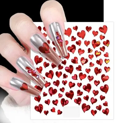 Nail Art Stickers Decals Transfers Valentines Day Red Love Hearts Heart (TH1055) • $2.46