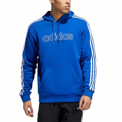 Adidas Men’s Active Fleece Pullover Hoodie (Royal Blue/ White Medium) NWT • $33.03