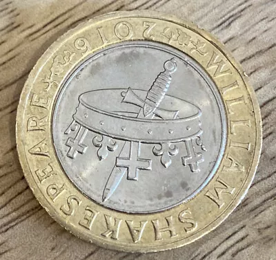 £187.49 • Buy Rare William Shakespeare Crown And Sword 2 Pound Coin Circulated With Errors