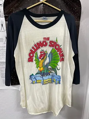 Vintage 1981 Rolling Stones Los Angeles Tour Raglan Jersey Shirt XL The Knits • $200