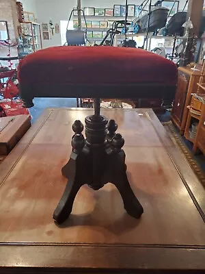 Antique Victorian Adjustable Piano/Organ/Vanity Stool/20  Tall/Original Material • $175