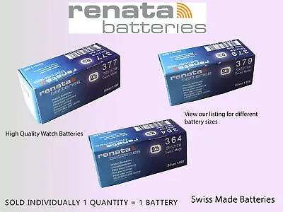 Renata Watch Batteries Swiss Made 377 364 399 379 317 Battery Authorised • £1.99