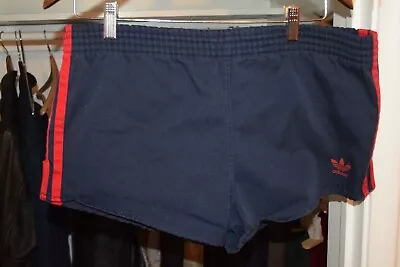 Navy Blue 80s Running Shorts Vtg Adidas Trefoil West Germany Made Men's Medium • $34