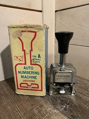 VTG Lightning Auto Numbering Machine Type A 6 Wheels 7 Action With Original Box • $15.99