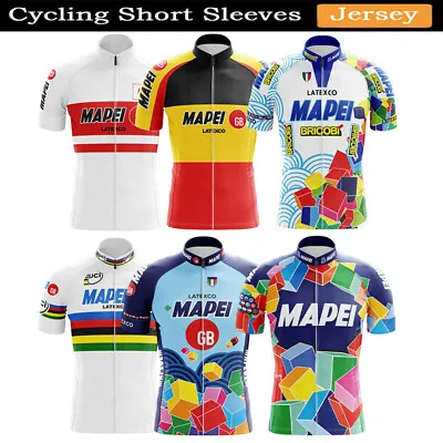 Mens Retro Mapei Team Cycling Short Sleeve Jersey Bicycle Jersey Cycling Tops • $20.63