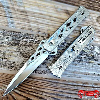 9  Classic Silver SPRING OPEN ASSISTED TACTICAL FOLDING POCKET KNIFE EDC Blade • $16.02
