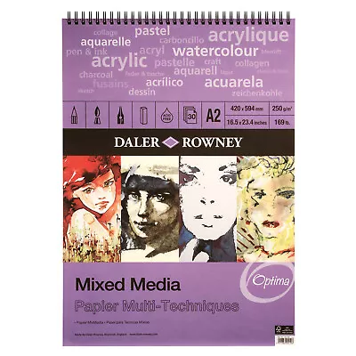 Daler-Rowney Optima Pencil Pen Ink Pastel & Charcoal Mixed Media Spiral Pad • £19.99