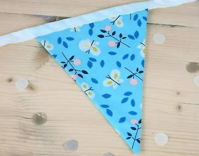 £7.99 • Buy Pale Blue Butterfly Bunting On A White Ribbon. Summer Bunting. Girls Bunting