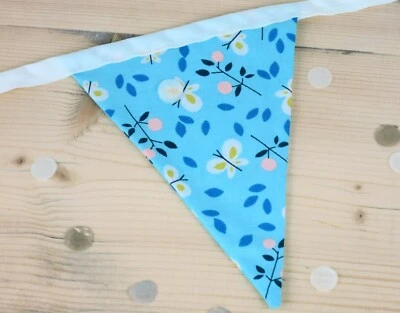 £7.99 • Buy Pale Blue Butterfly Bunting On A White Ribbon. Summer Bunting. Girls Bunting