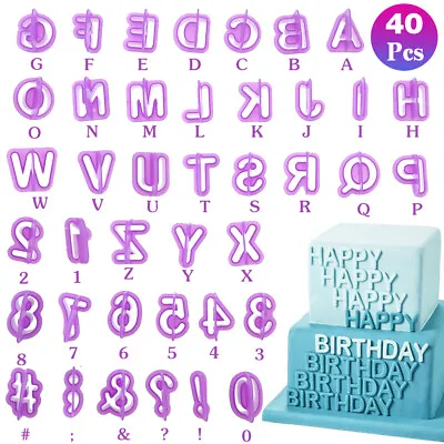 40pcs Alphabet Letter And Number Fondant Icing Cutter Mold Cake Decorating Set • £3.35