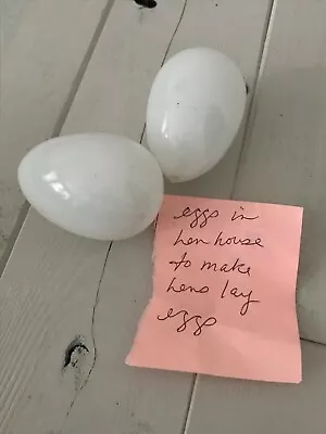 2 Vintage White Milk Glass Eggs Hand-Blown Chickens Nesting Laying 2 1/2  • $47