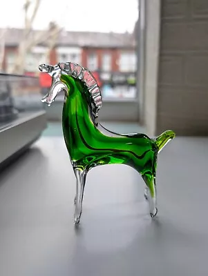 Vintage Italian Murano Art Glass Sommerso Trojan Horse Figurine Cavallo In Vetro • £30