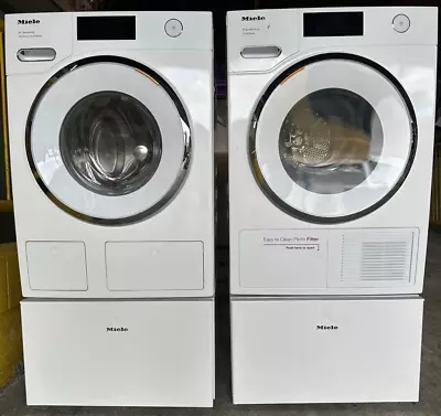 Miele White Side-by-Side On Pedestals Washer & Dryer Set • $4500