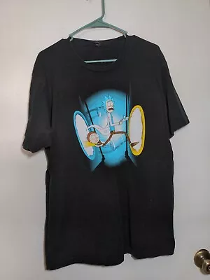 Rick And Morty Portal Mens T-Shirt Short Sleeve XL Dark Gray Graphic Tee 009 • $7