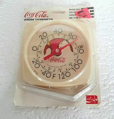 Vintage 90's Coca-Cola Polar Bear  5 1/2  Window Thermometer In Sealed Package • $22