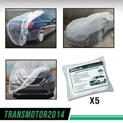 Clear Plastic Temporary Universal Disposable Car Cover Rain Dust Garage 5 Pack • $30.52